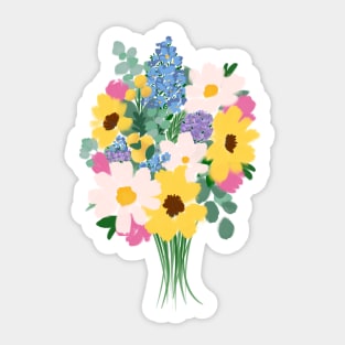 Abstract Wild Flower Bouquet Illustration Sticker